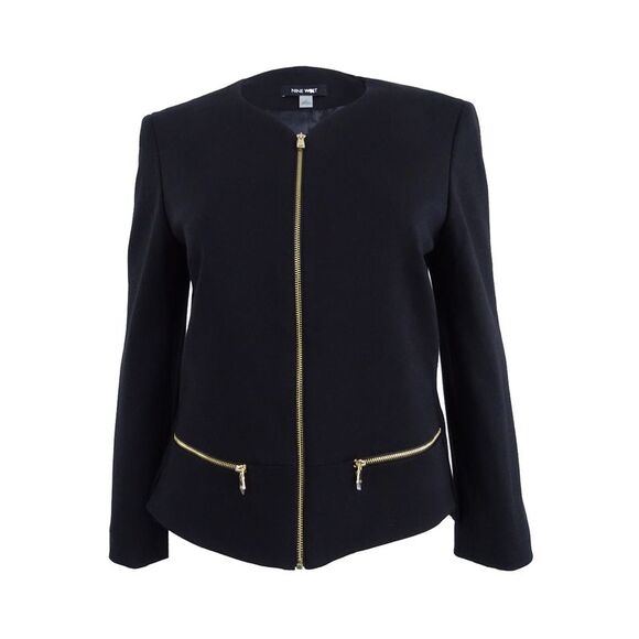 Nine West Women's Ponte Zip-Front Jacket - Black - Picture 1 of 2